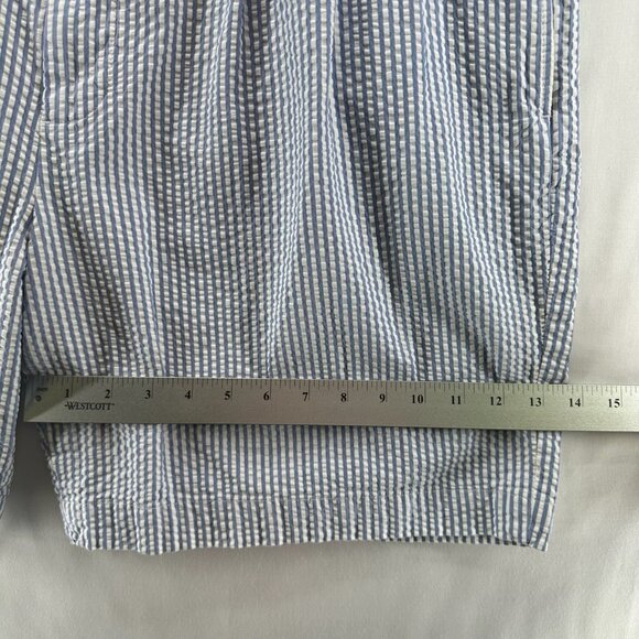Brooks Brothers 346 Chino Shorts Mens W40 Seersucker Pleated Striped White Blue - Picture 8 of 9